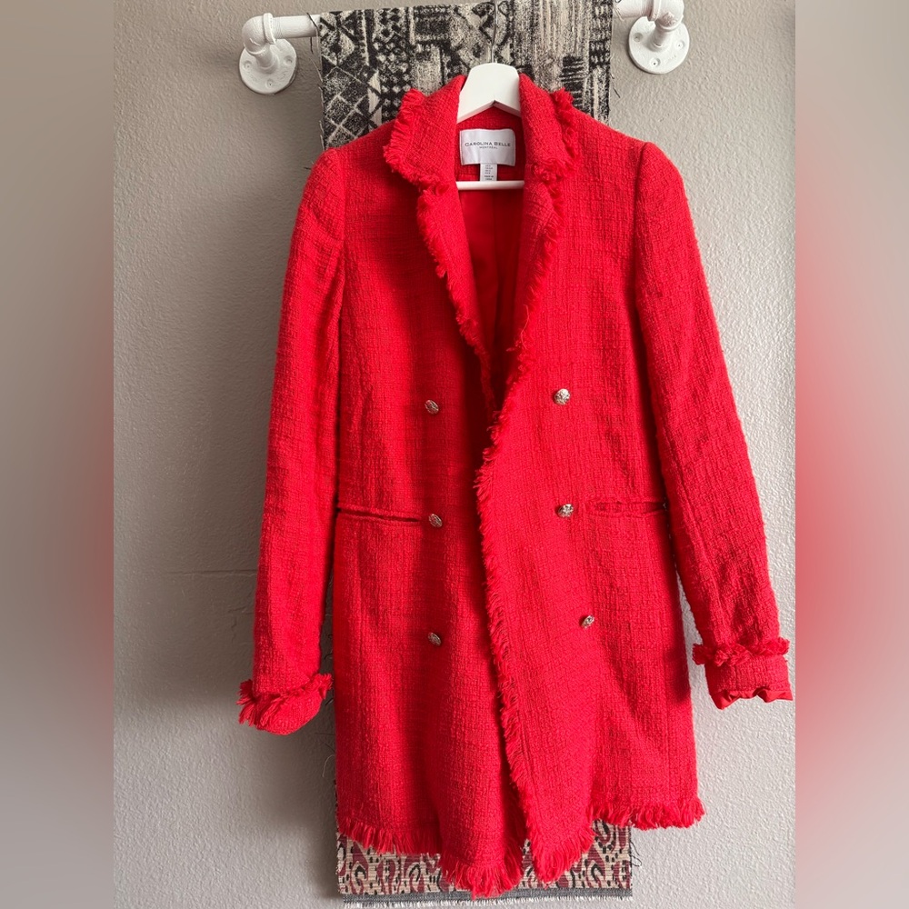 Carolina Belle Vibrant Red Textured Blazer